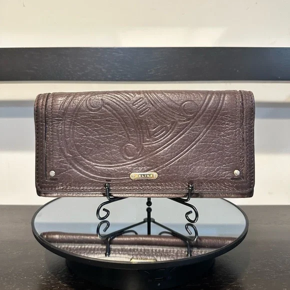 Celine Companion Triumph Vintage Brown Embossed Leather Wallet - Picture 3 of 14